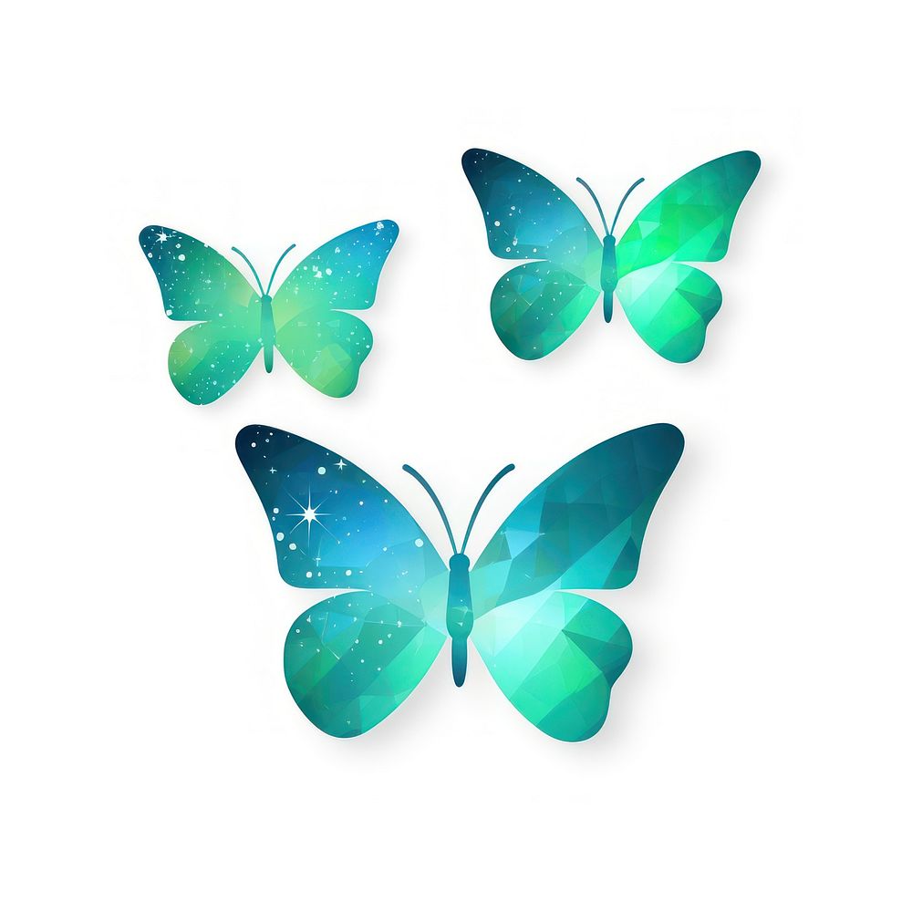Blue green gradient group butterfles icon turquoise animal art.