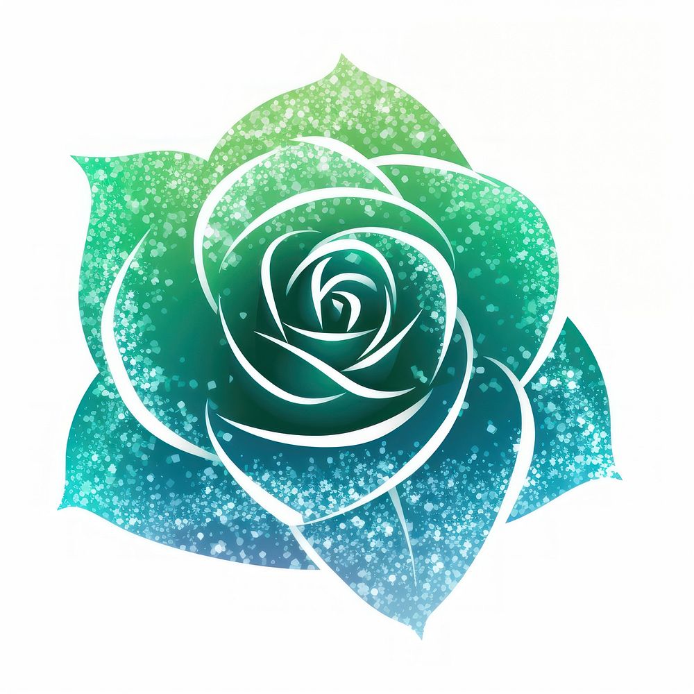 Blue green gradient group rose icon flower plant shape.