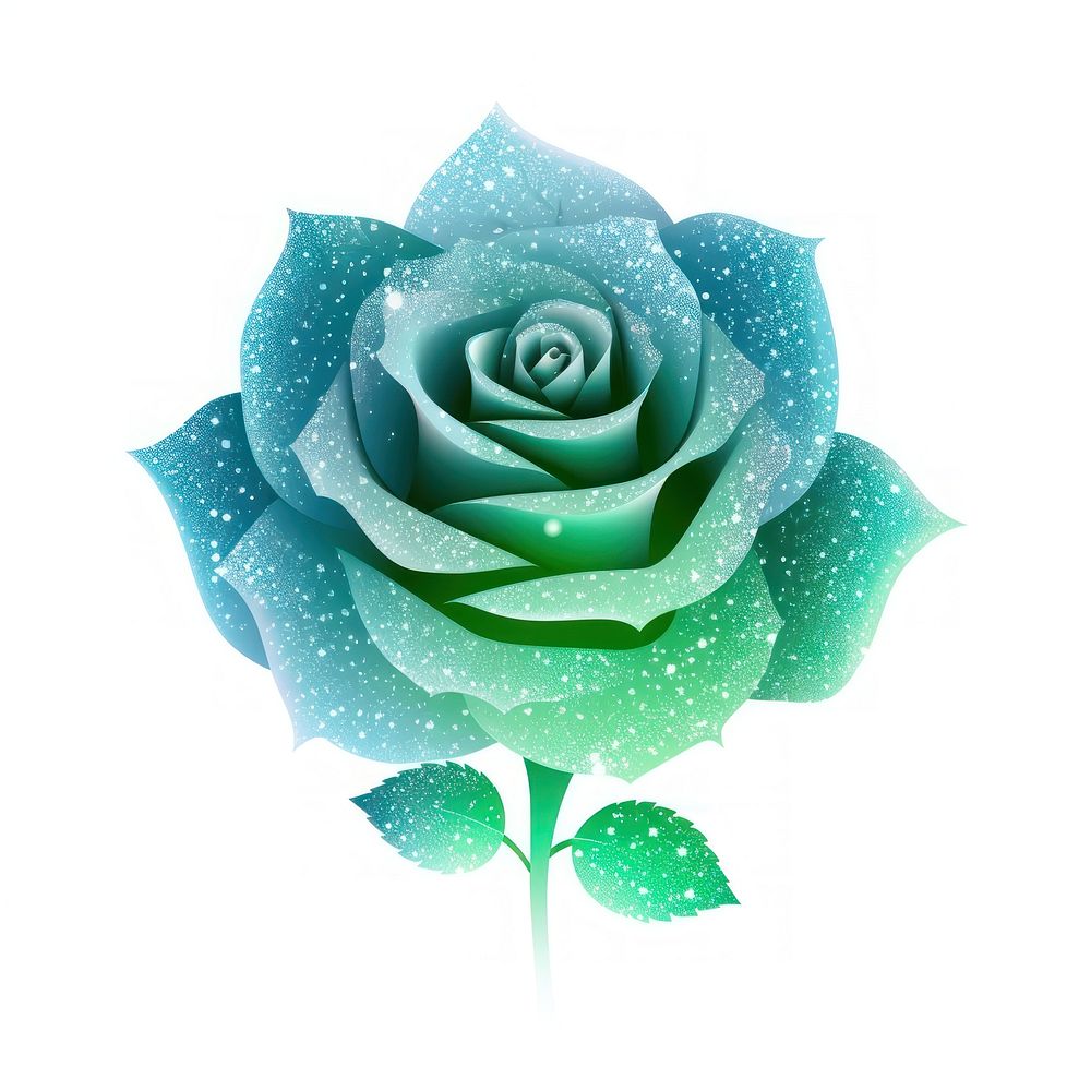 Blue green gradient group rose icon flower plant white background.