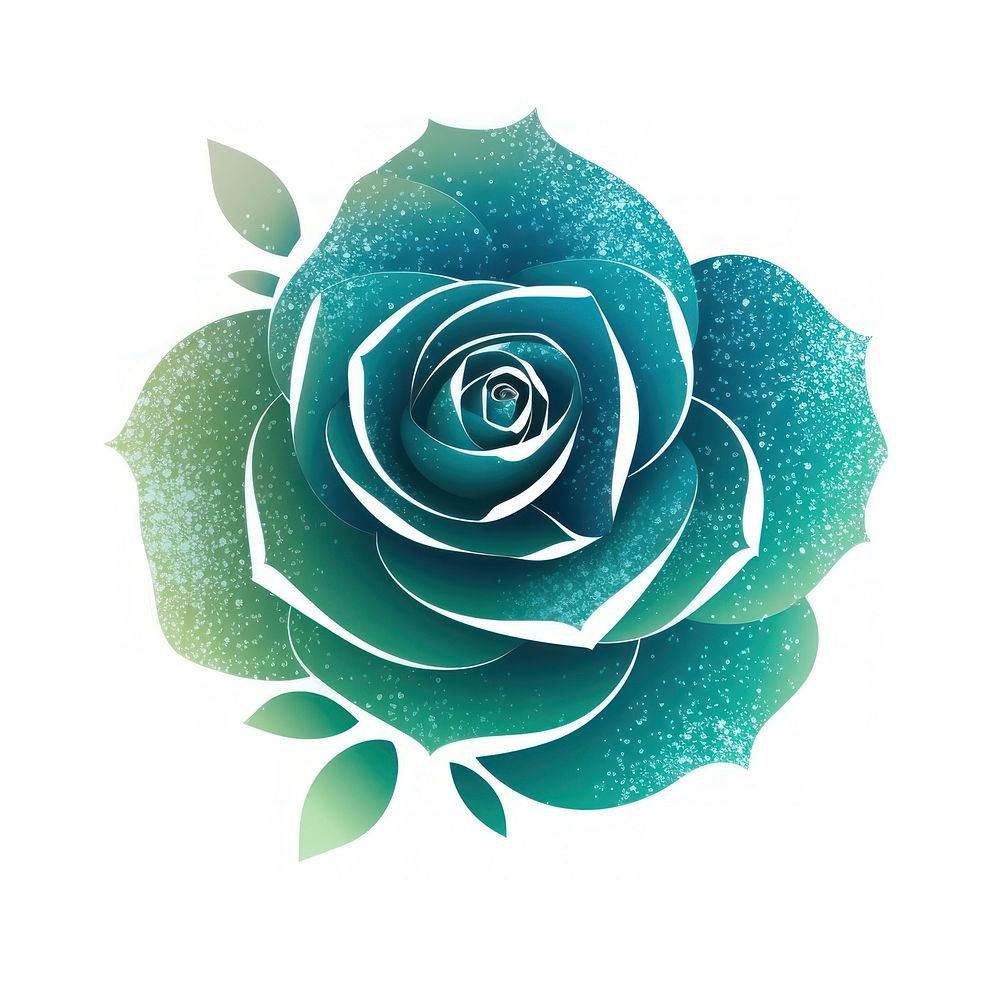 Blue green gradient group rose icon flower plant shape.