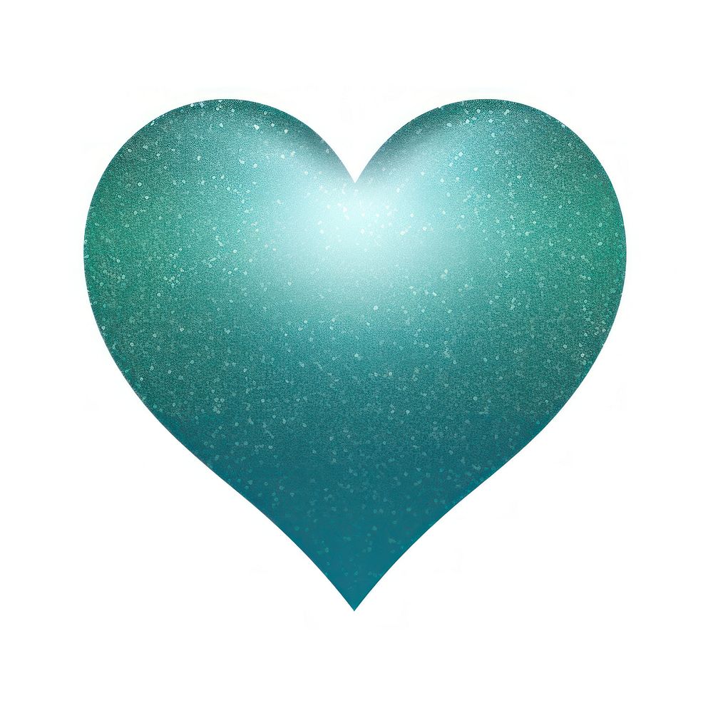 Blue green gradient heart icon shape white background turquoise.