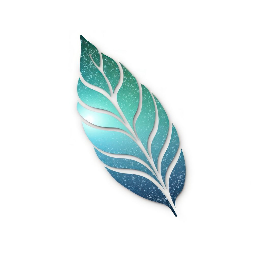 Blue green gradient leaf icon plant art white background.