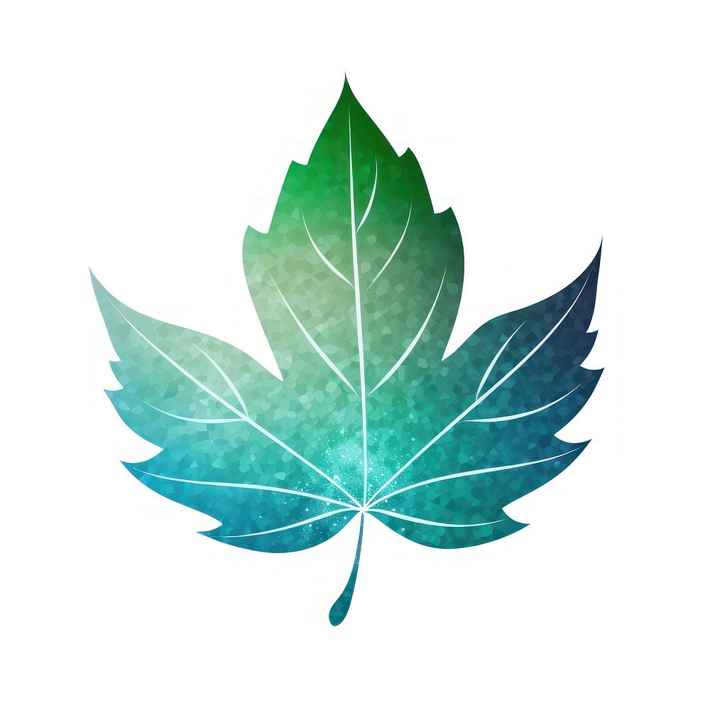 Blue green gradient leaf icon plant tree white background.