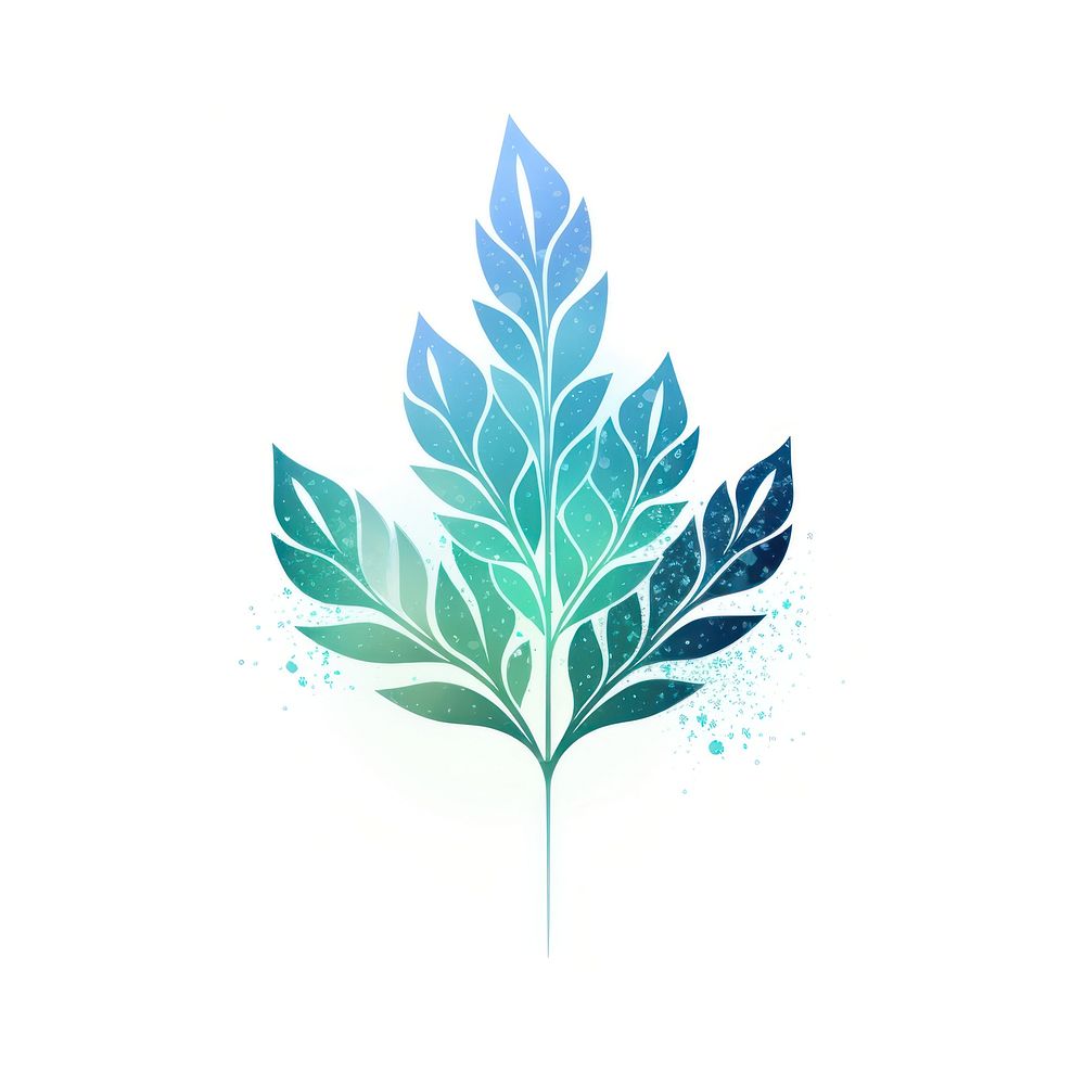 Blue green gradient plant icon pattern leaf art.