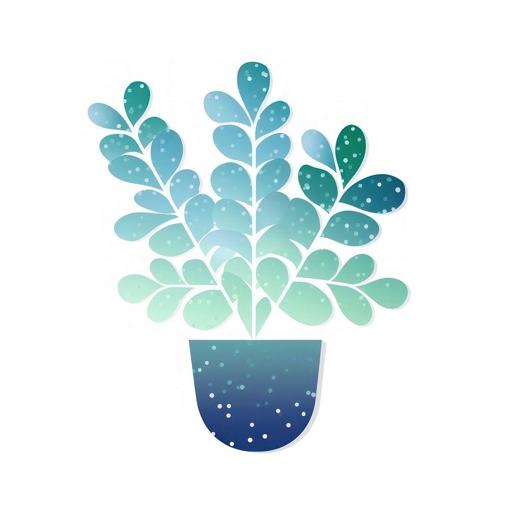 Blue green gradient plant icon herbs vase leaf.