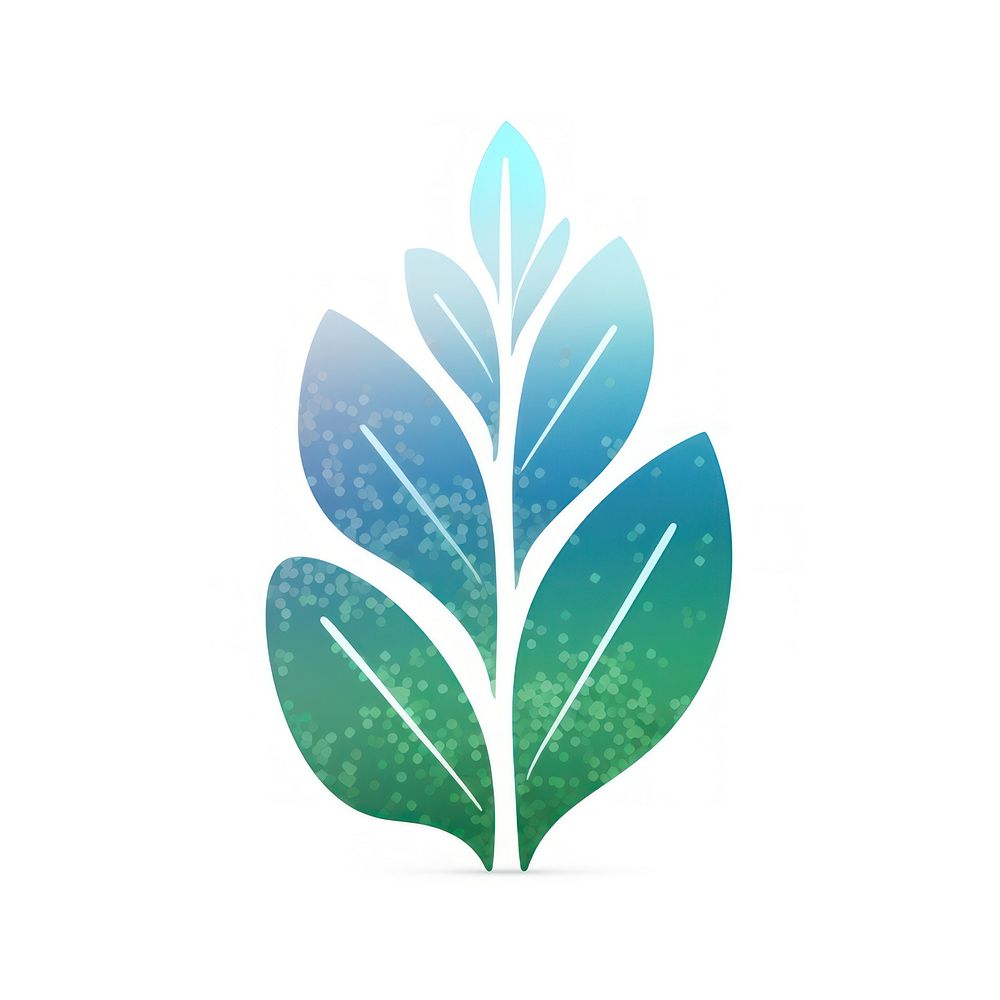 Blue green gradient plant icon leaf art white background.