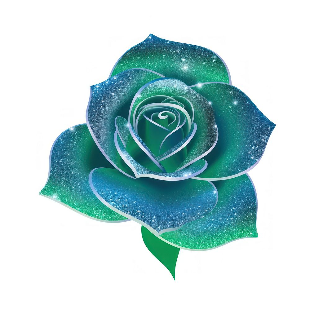 Blue green gradient rose icon flower plant shape.