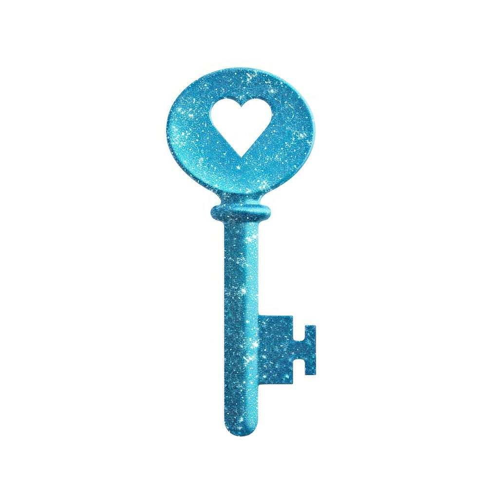 Blue Key icon key shape white background.