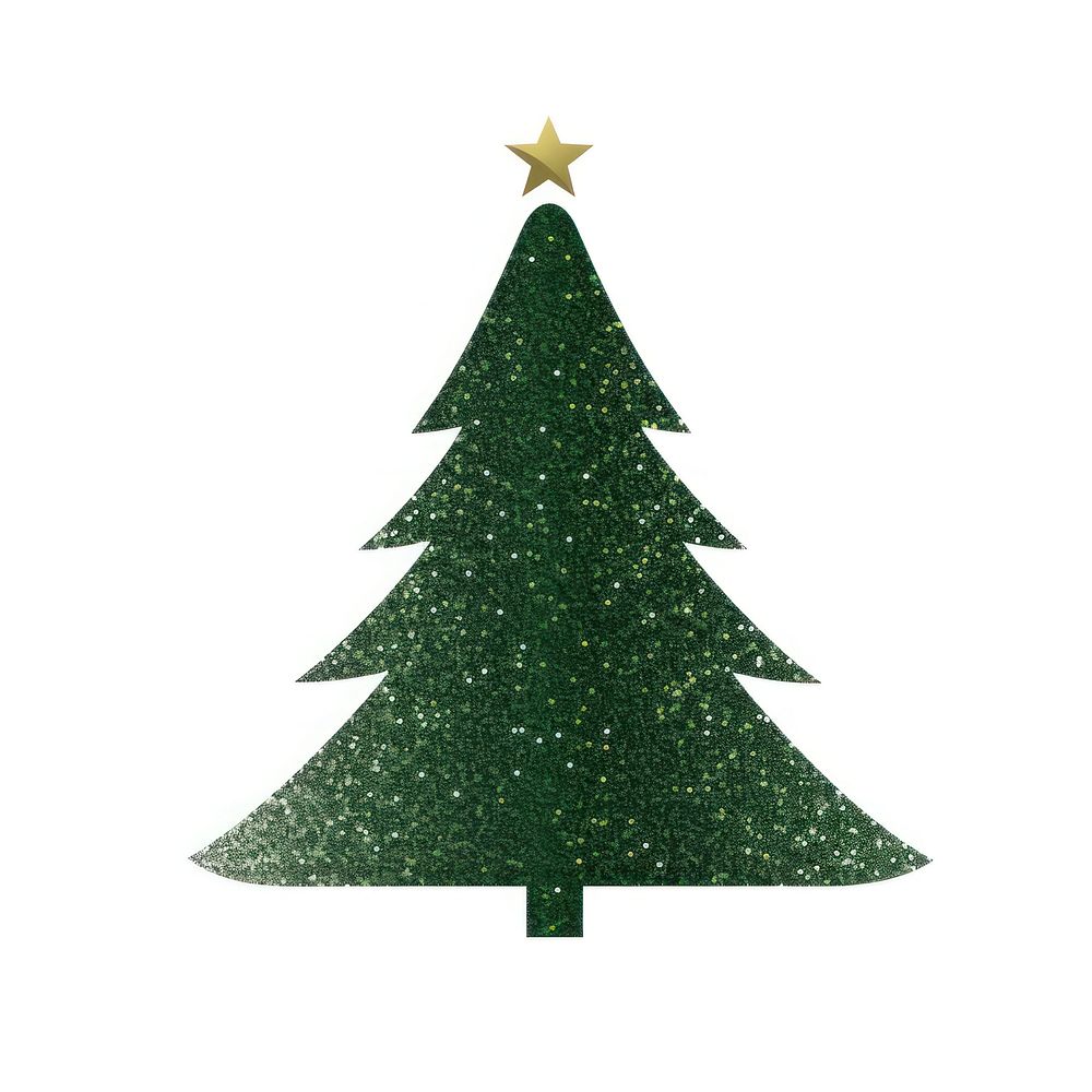 Green christmas tree icon shape white background illuminated.