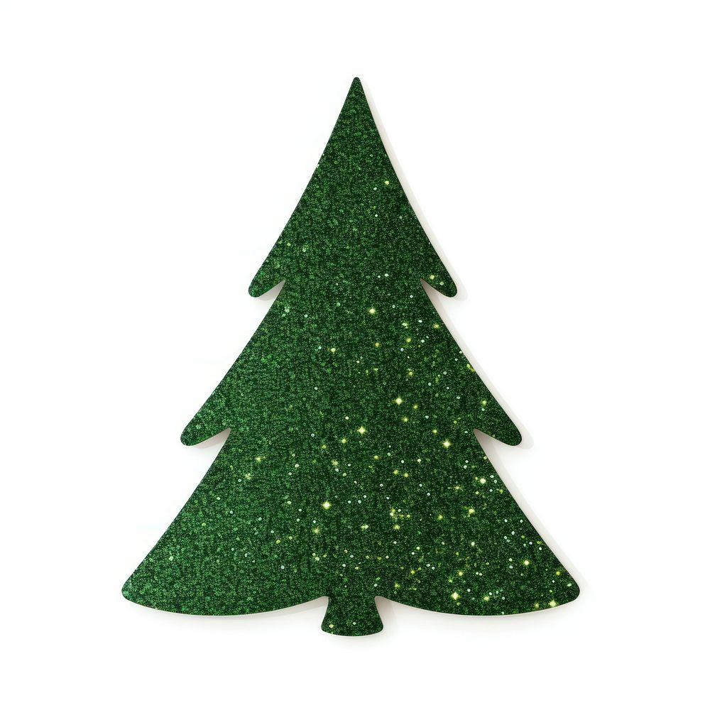 Green christmas tree icon shape white background celebration.