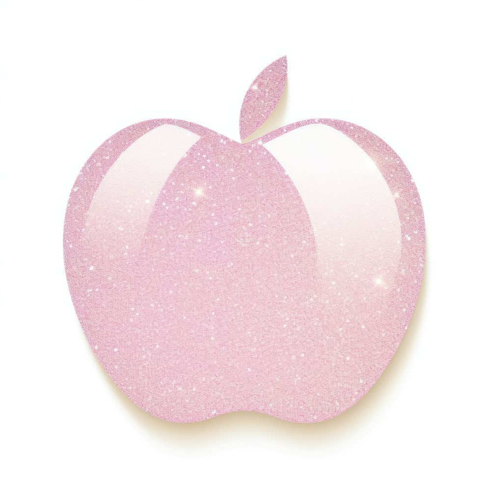 Glitter apple pink white background.