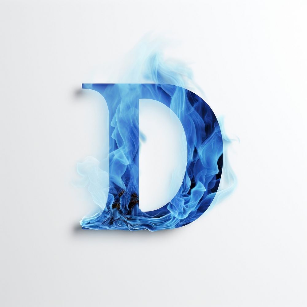 Blue flame letter D font text logo.