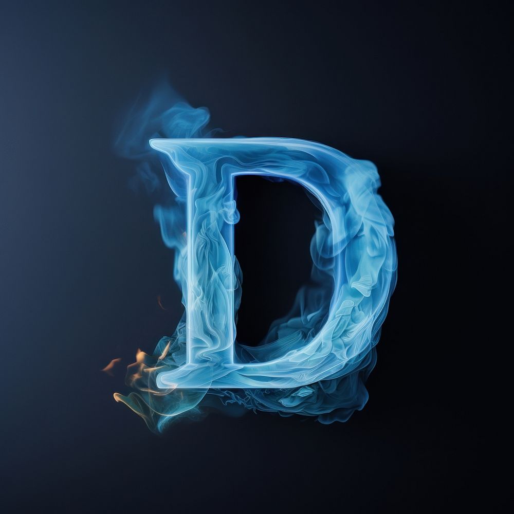 Blue flame letter D font darkness abstract.