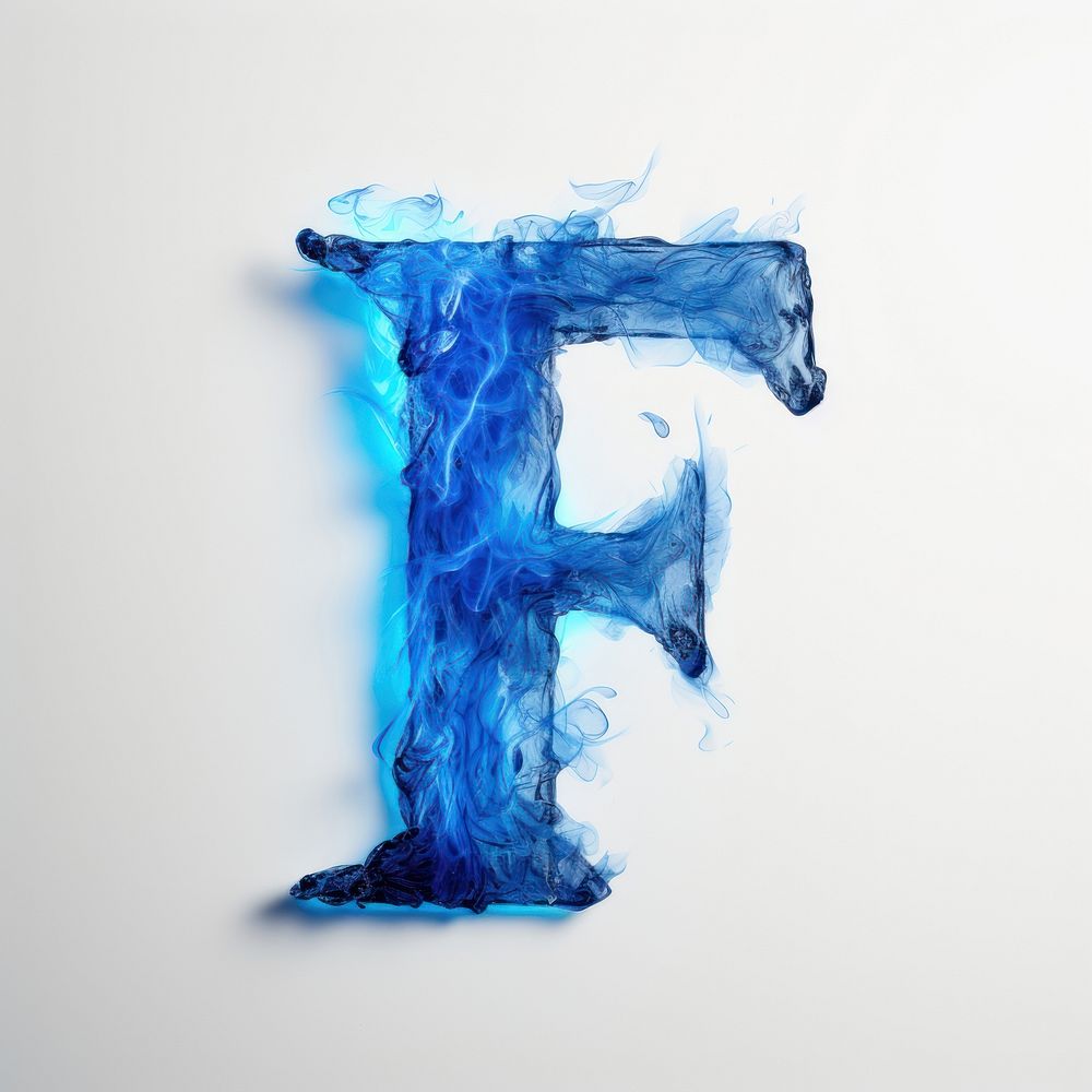 Blue flame letter F font text wedding.