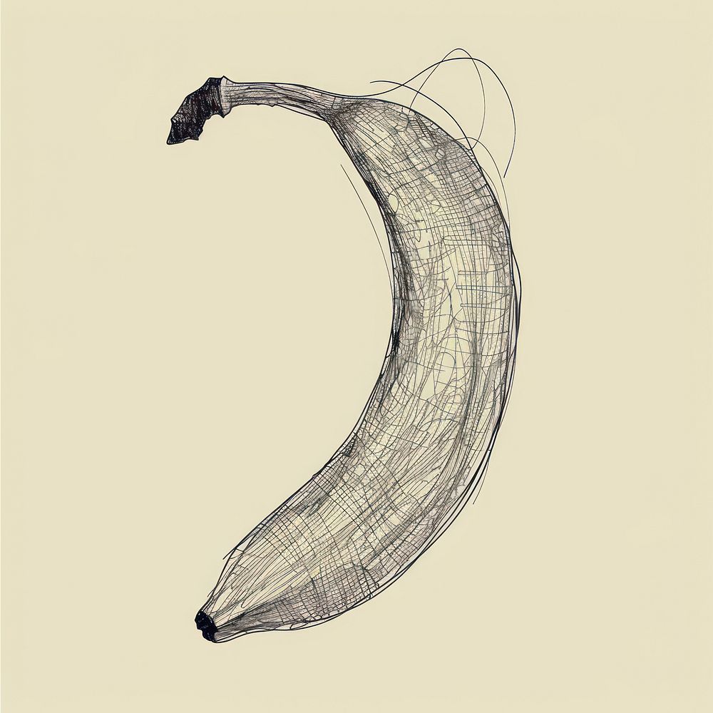 Hand drawn of banana drawing sketch illustrated.