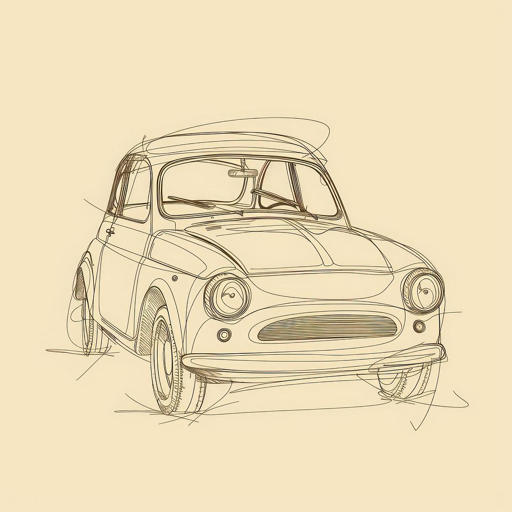 Hand drawn of car drawing vehicle sketch.