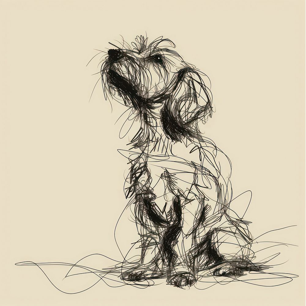Hand drawn of dog drawing sketch illustrated.