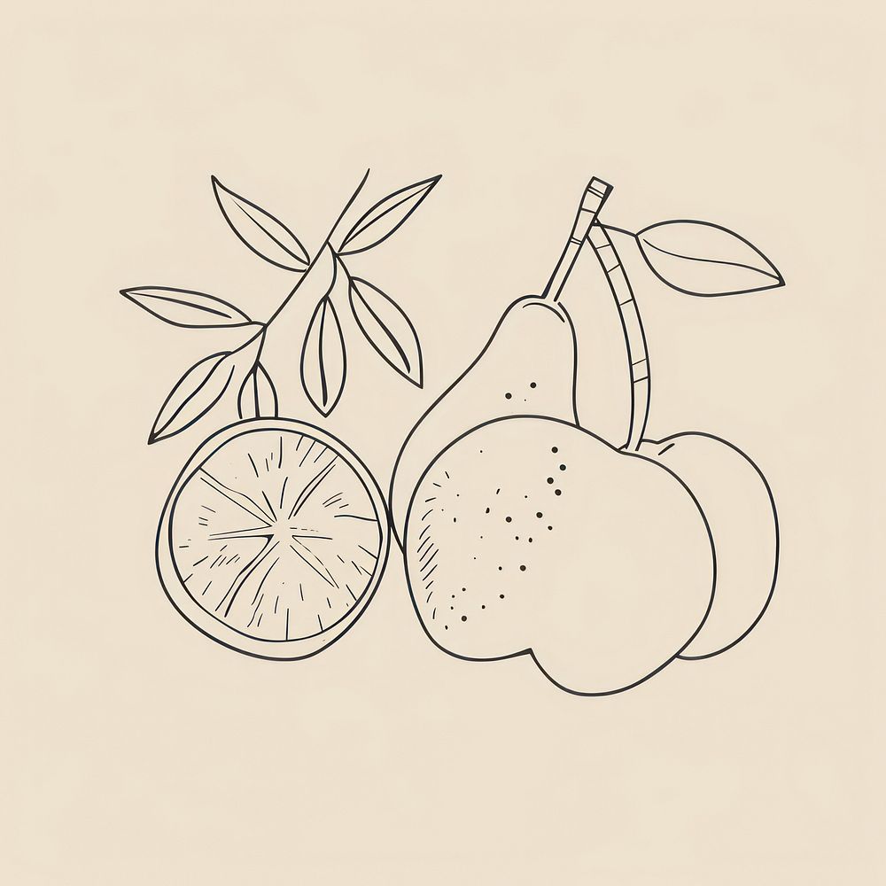 Hand drawn of fruit drawing sketch plant.