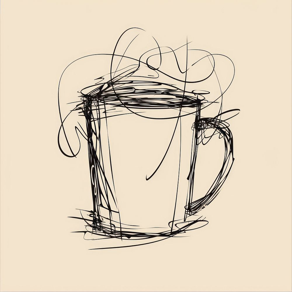 Hand drawn of mug drawing sketch line.