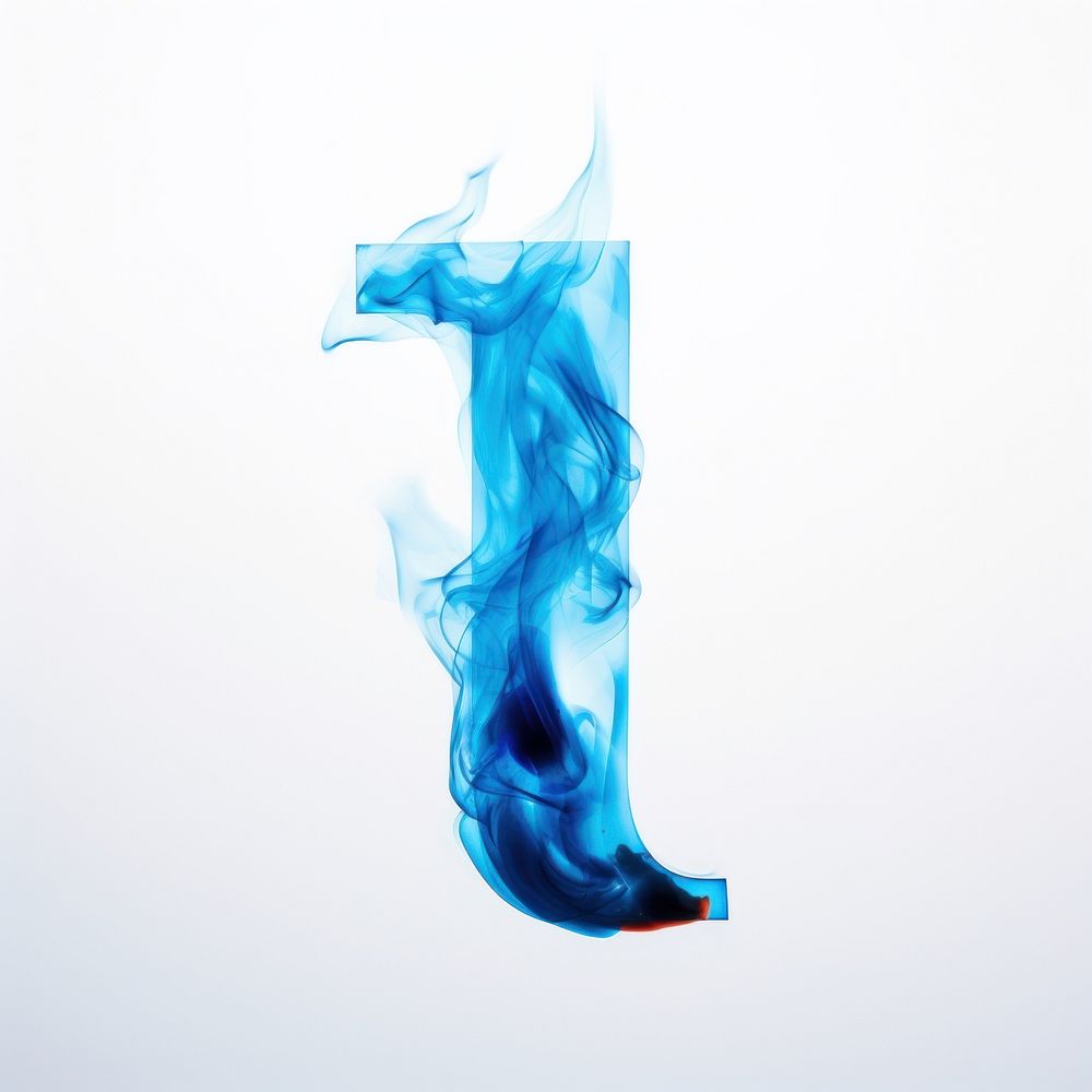 Blue flame letter I smoke font abstract.