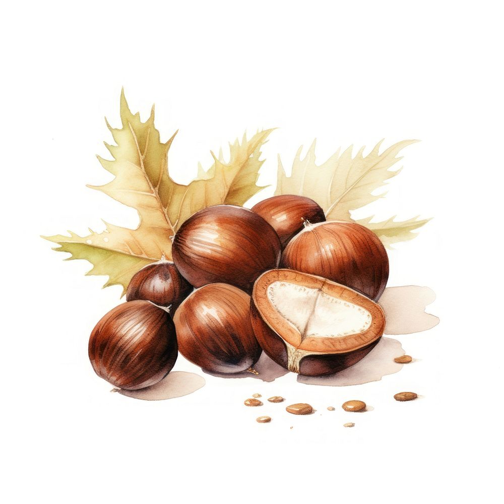 Chestnut border watercolor plant food white background.