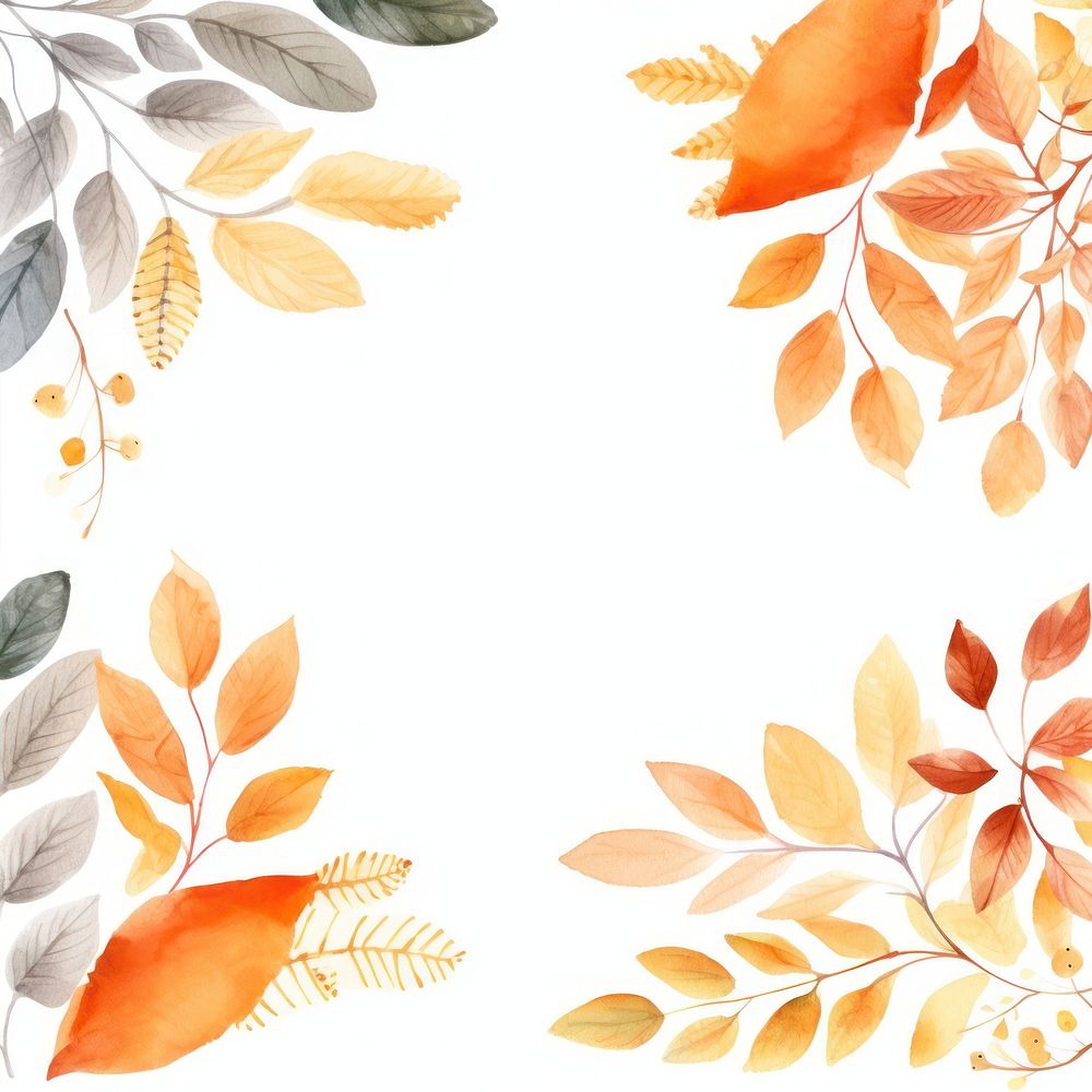 Autumn leaves frame watercolor backgrounds pattern plant.