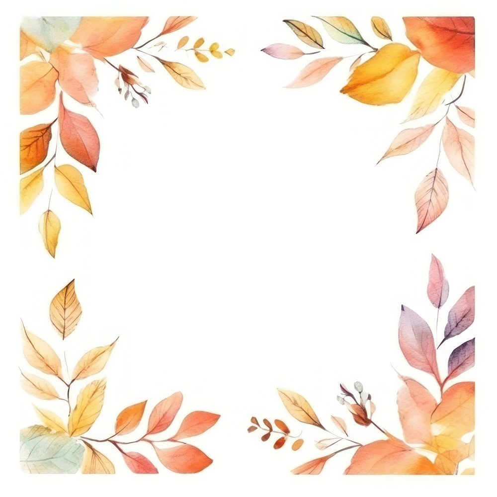 Autumn leaves frame watercolor backgrounds pattern plant.
