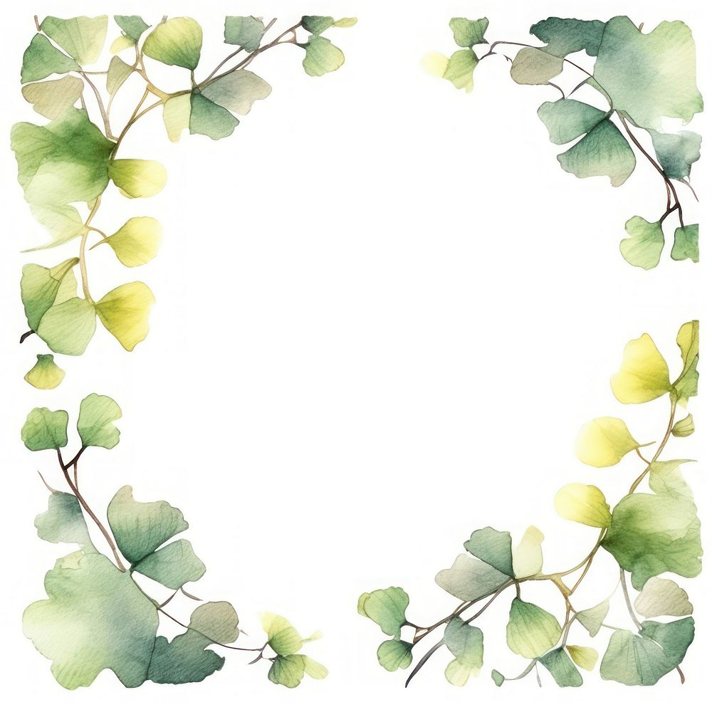 Ginkgo frame watercolor backgrounds plant leaf.