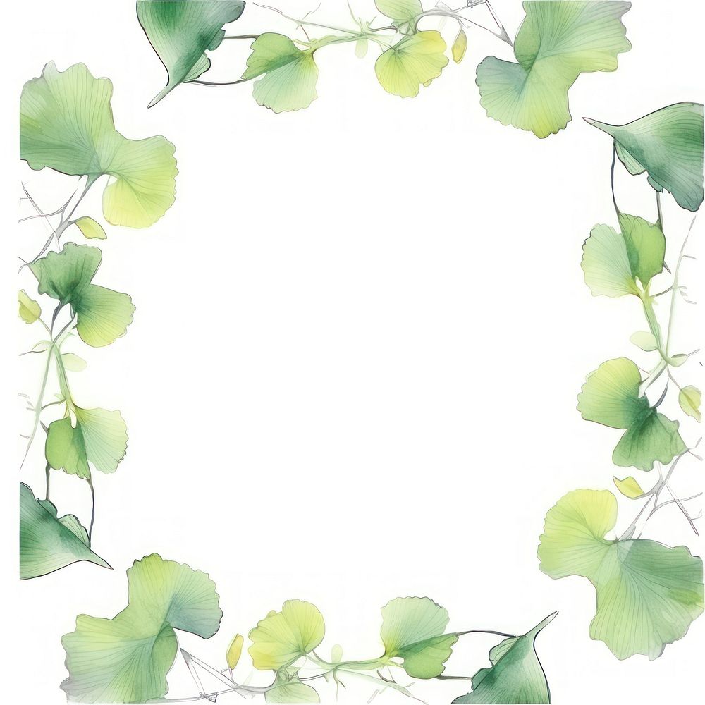 Ginkgo frame watercolor backgrounds pattern plant.