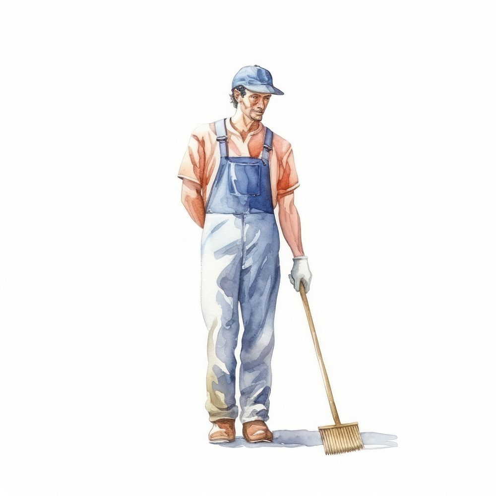 Labor guys frame watercolor cleaning adult white background.