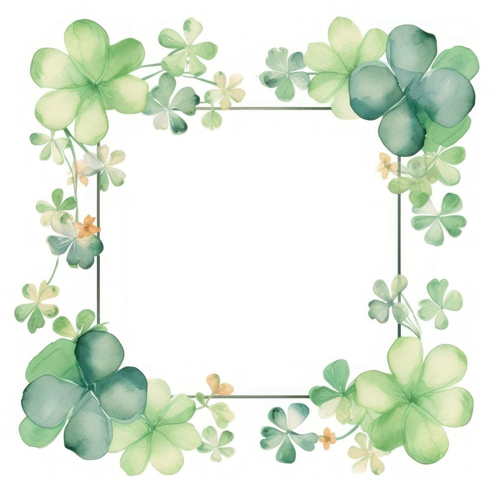 PNG Lucky clover frame watercolor backgrounds pattern green.