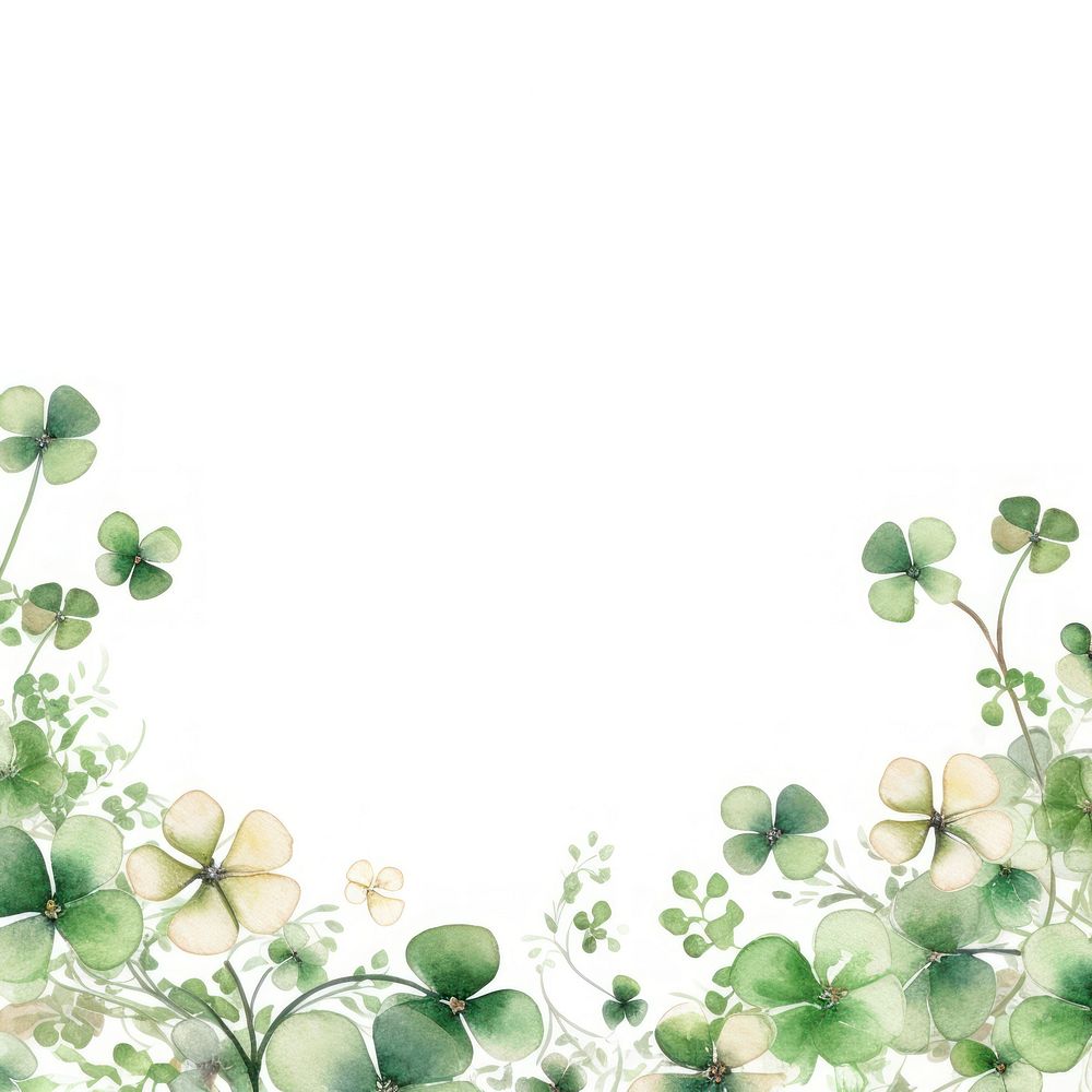 Lucky clover border watercolor backgrounds pattern plant.