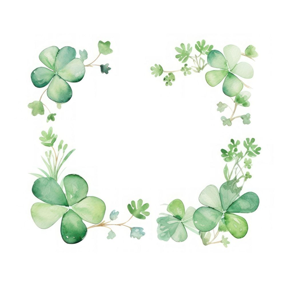 PNG Lucky clover frame watercolor pattern plant green.