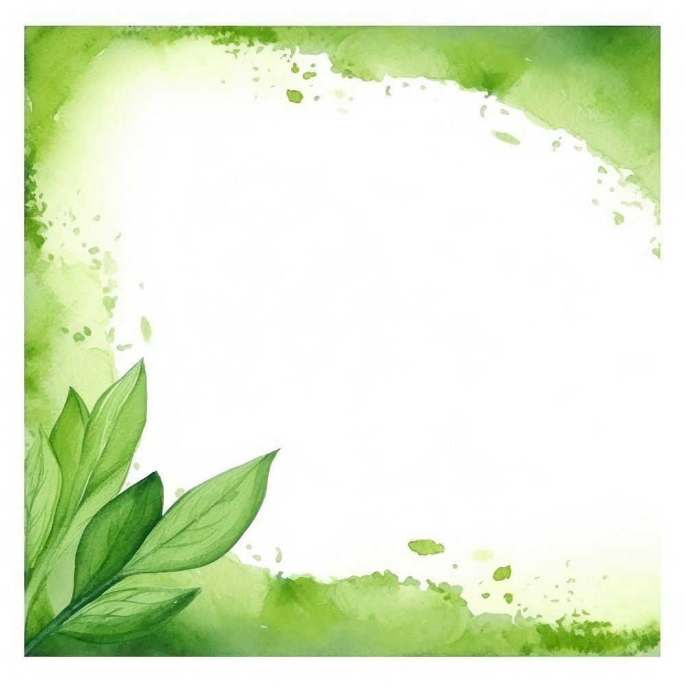 Matcha frame watercolor backgrounds green plant.