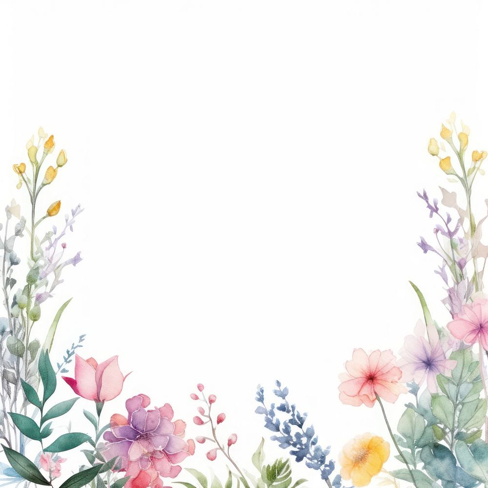 Midsummer border watercolor backgrounds pattern flower.