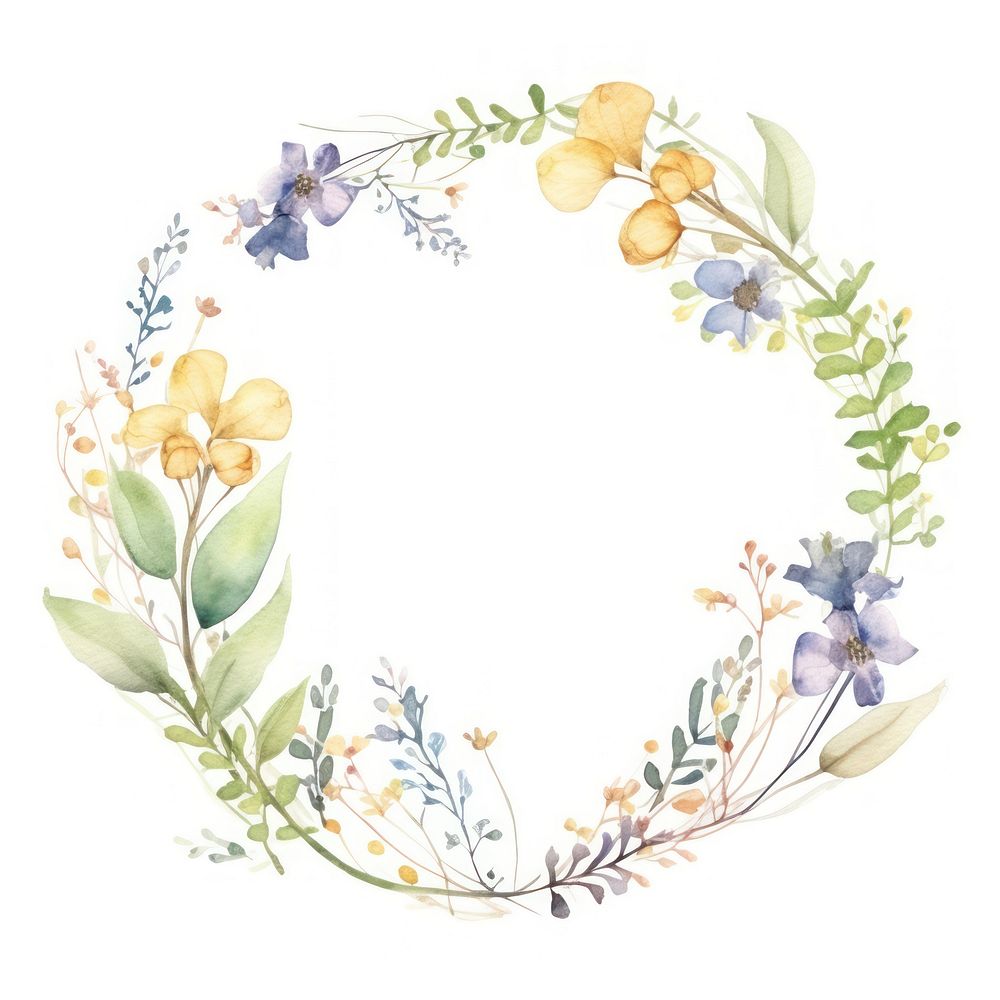 PNG Midsummer frame watercolor pattern flower wreath.