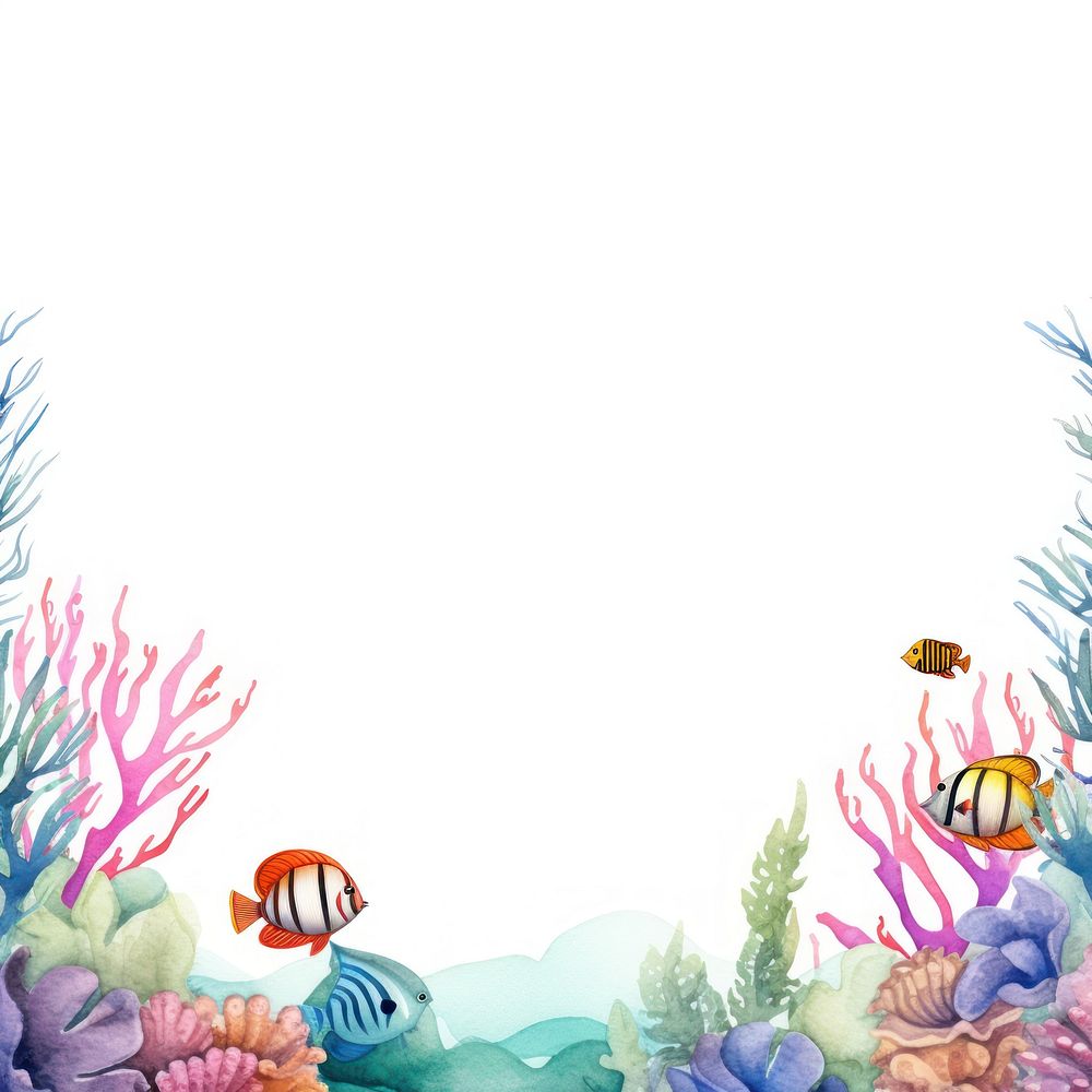 Sea life border watercolor backgrounds outdoors aquarium.