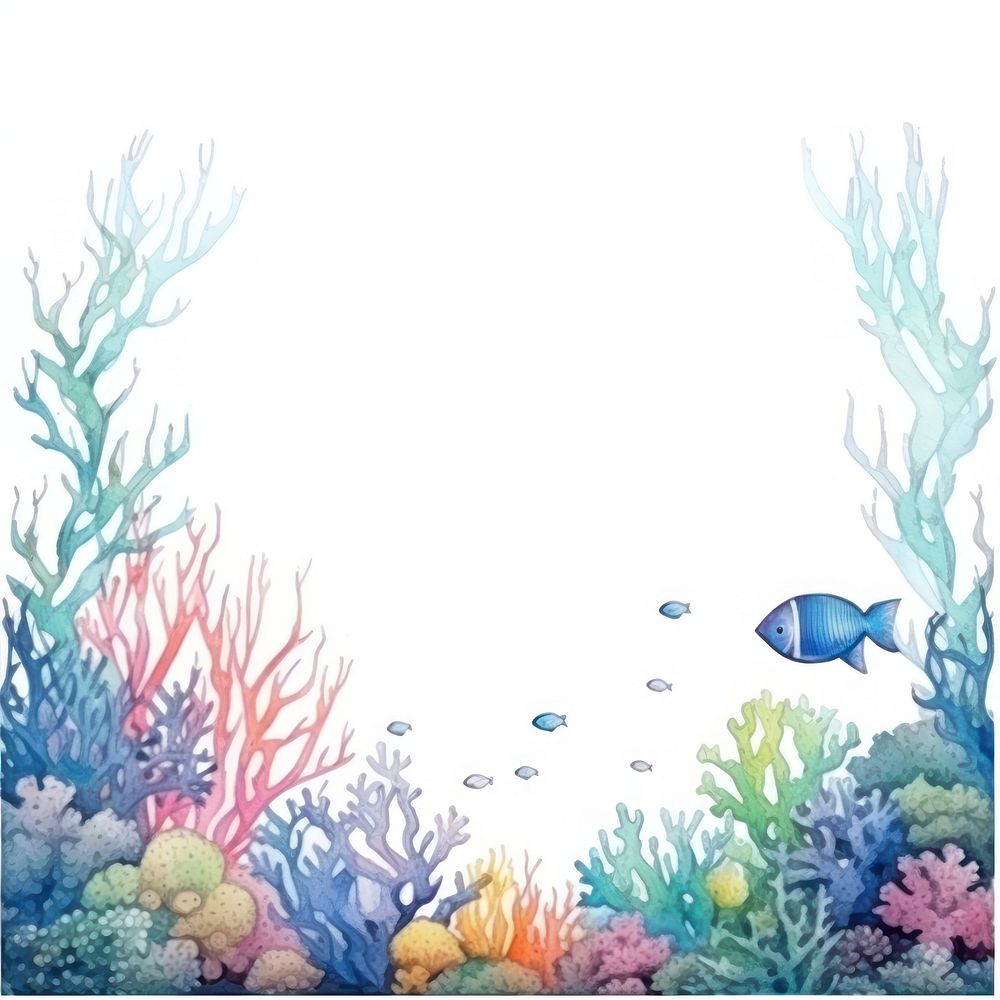 Sea life frame watercolor aquarium outdoors nature.