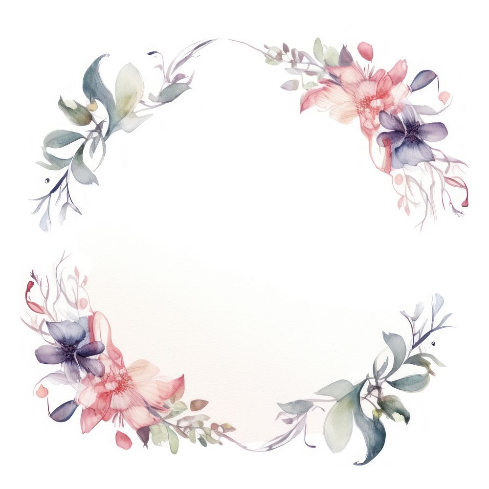 Wedding frame border watercolor pattern wreath flower.