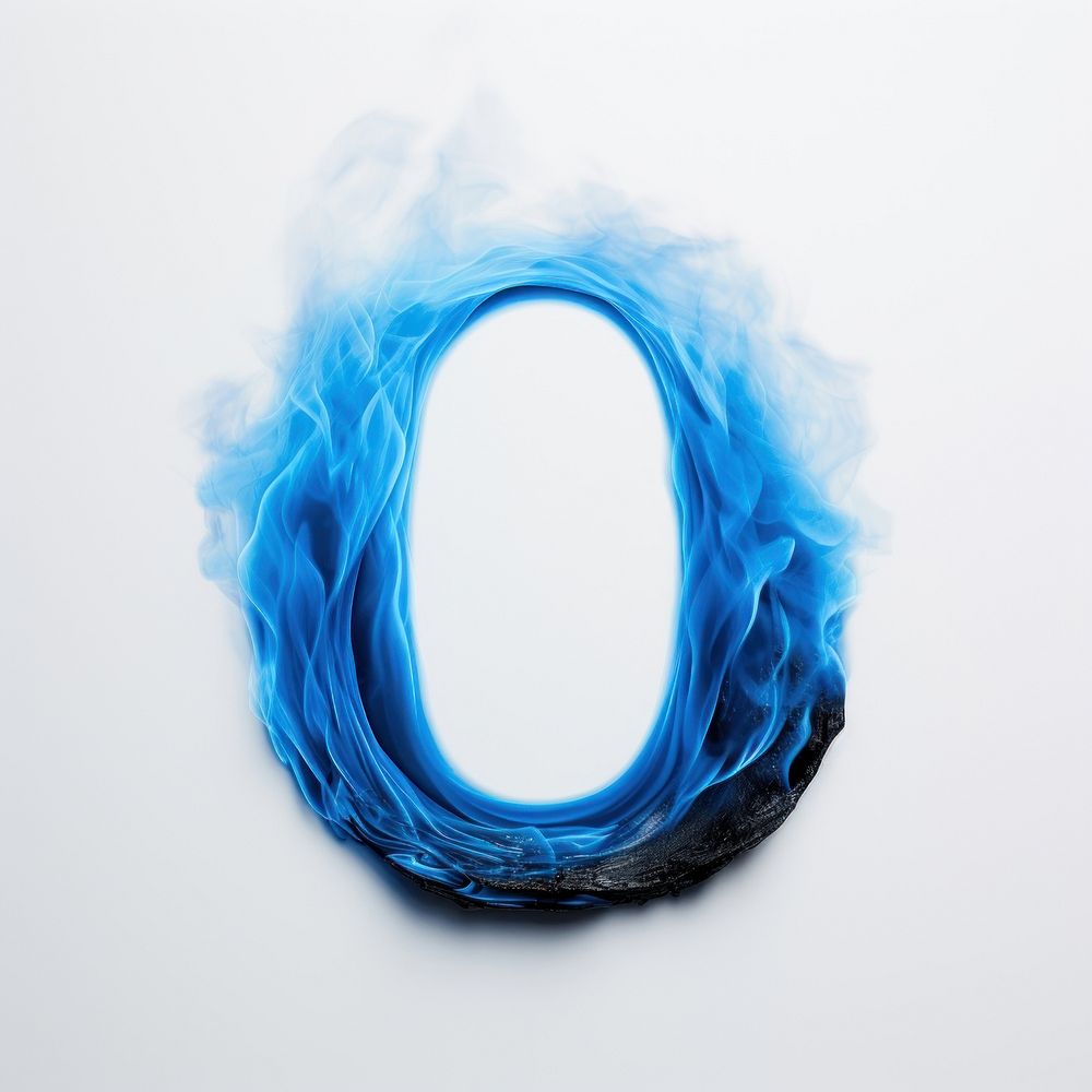 Blue flame letter O font turquoise circle.
