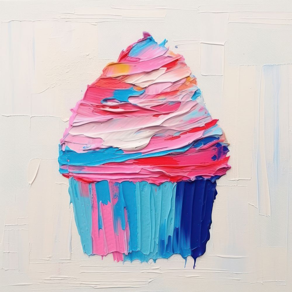 Cupcake ripped paper collag art painting creativity.