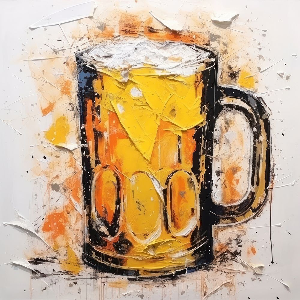 Beer mug ripped paper art drink glass.