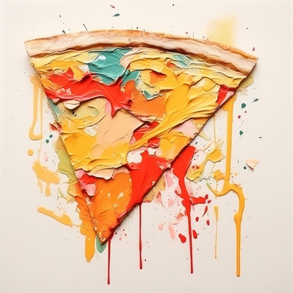 Pizza ripped paper art creativity splattered.