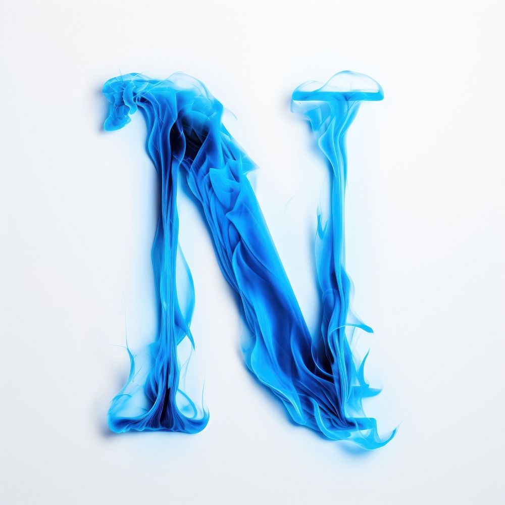 Blue flame letter N font turquoise flowing.