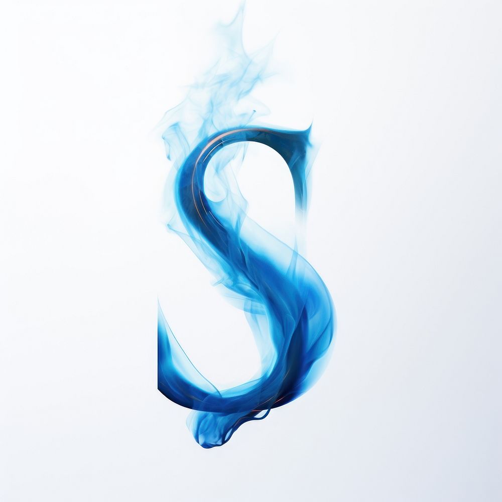 Blue flame letter S smoke font fire.
