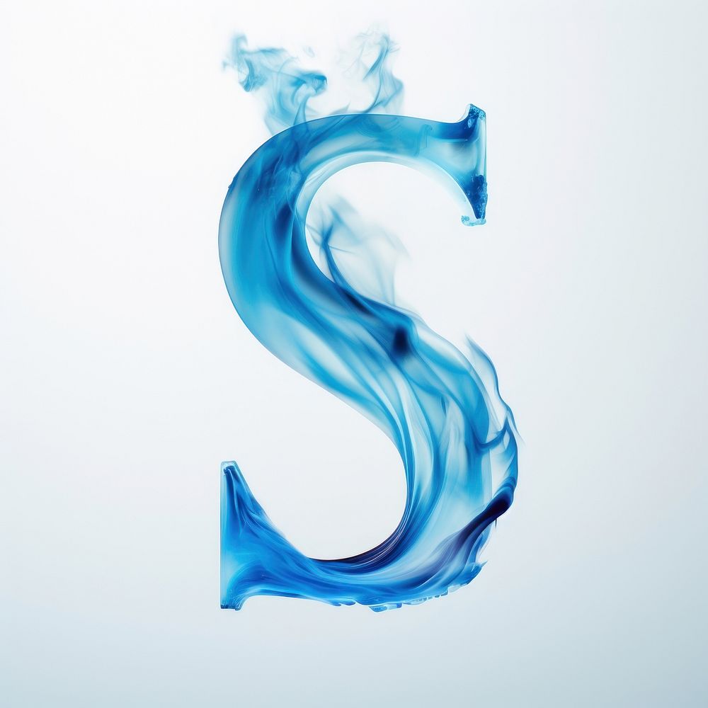 Blue flame letter S font abstract flowing.