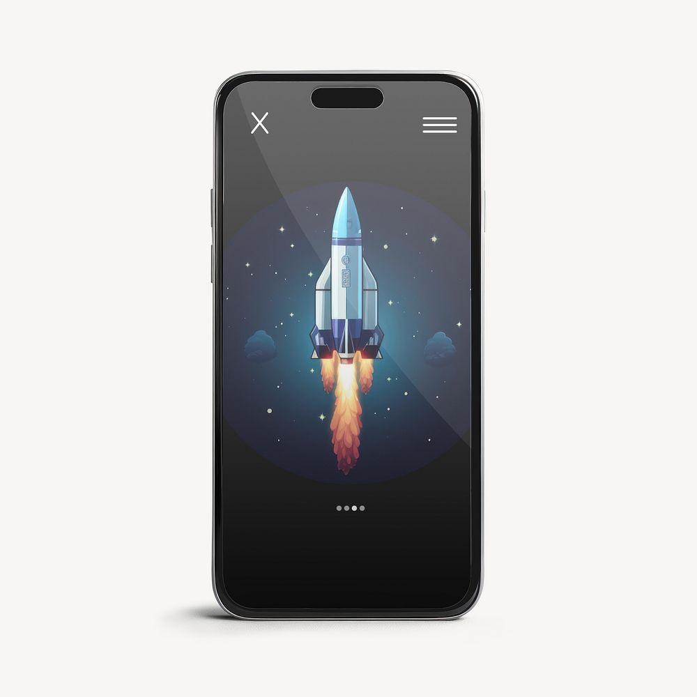 Phone with space rocket on screen