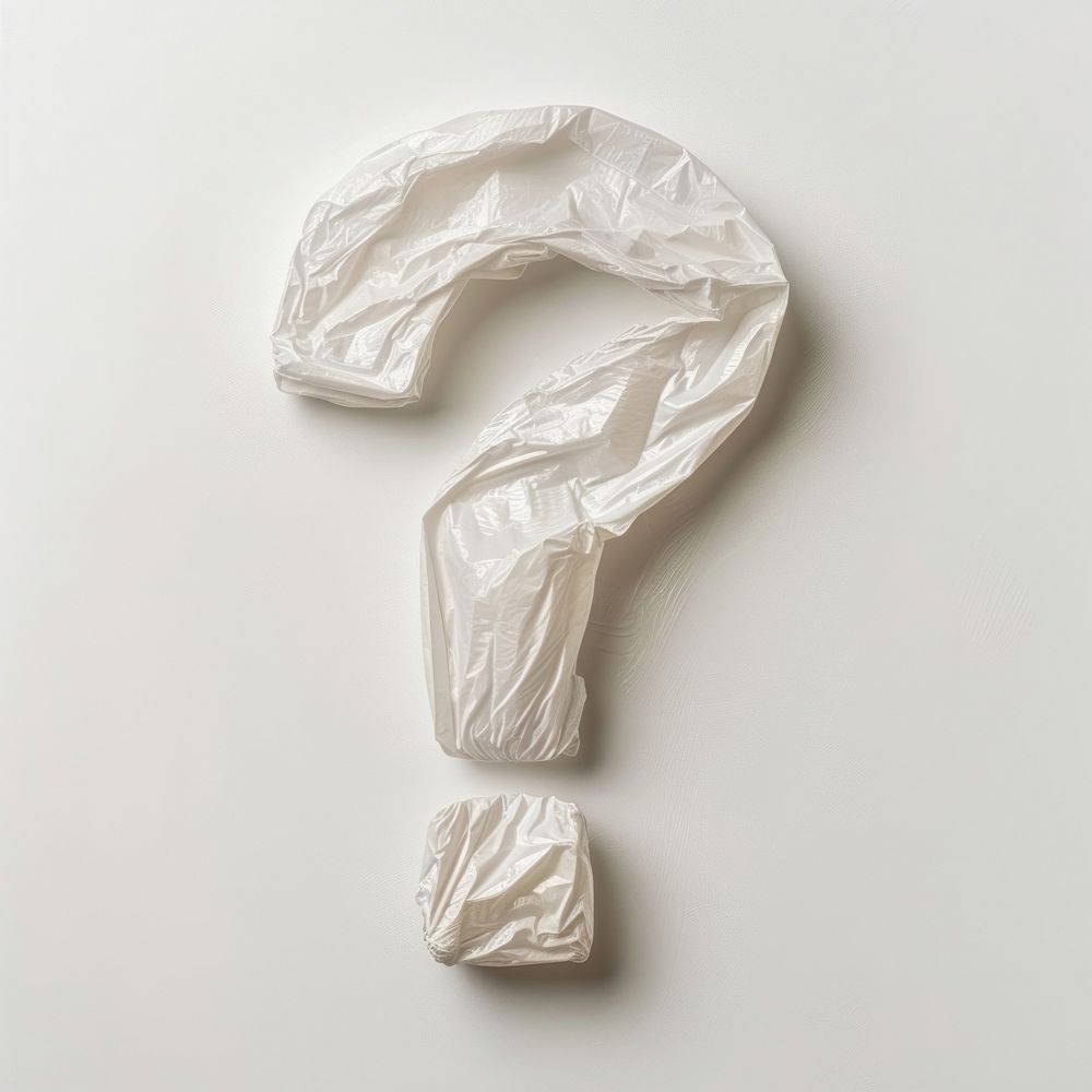 Plastic bag question mark white simplicity crumpled.