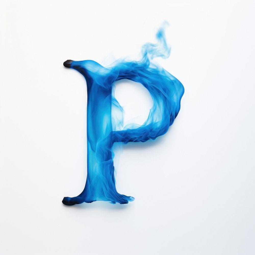 Blue flame letter p font abstract motion.