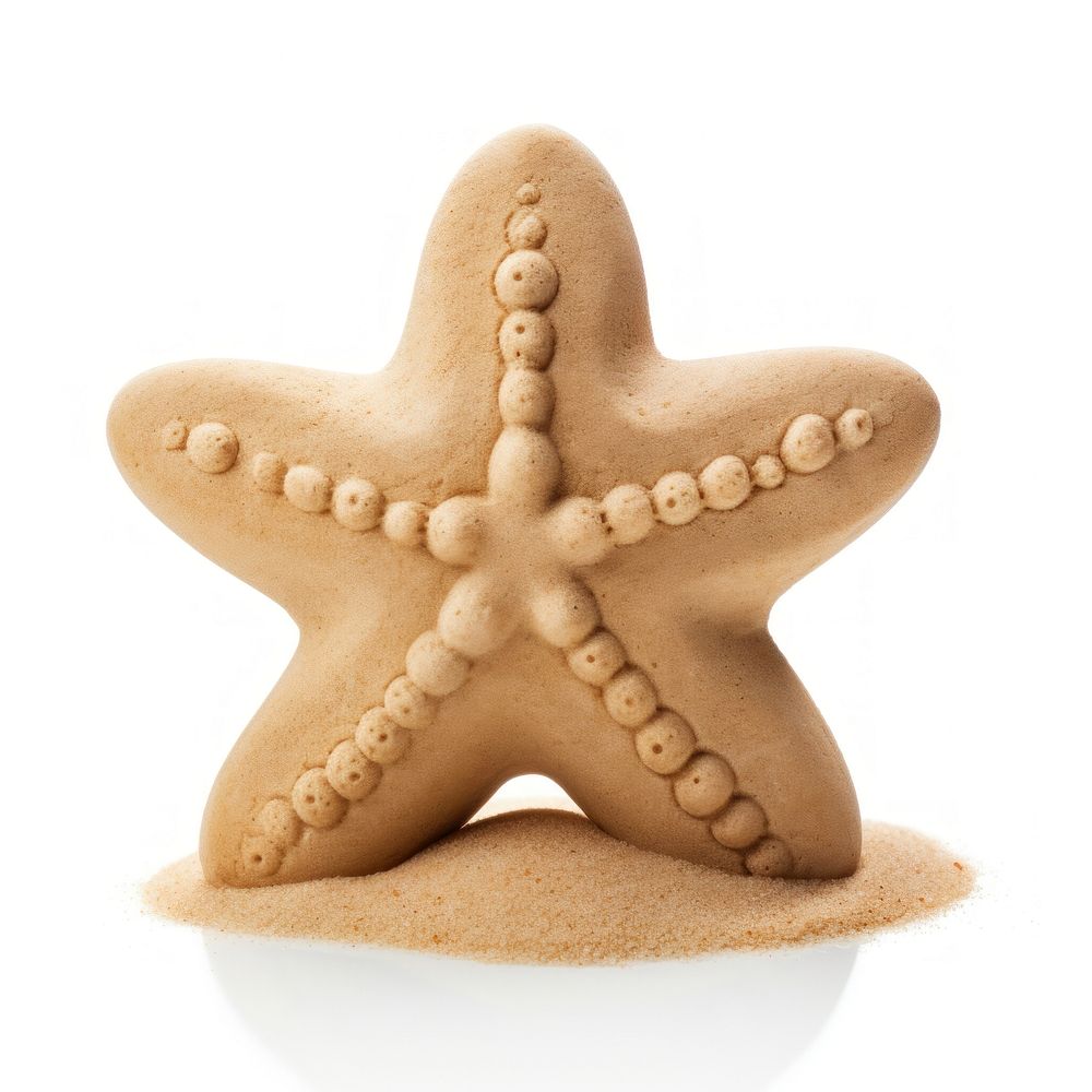 Sand sculpture of starfish gingerbread cookie food.